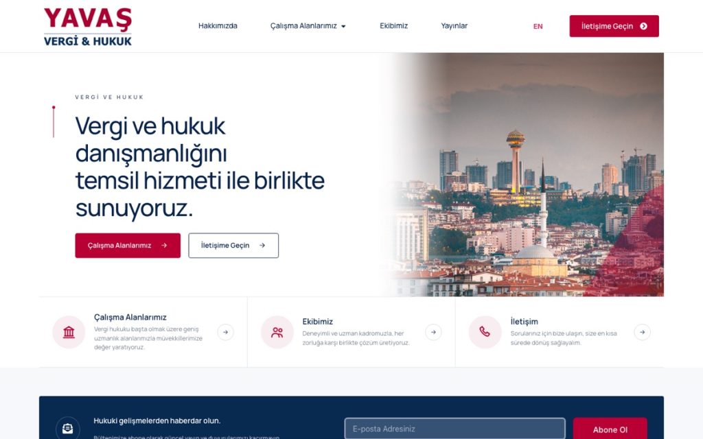 Yavaş Vergi & Hukuk kurumsal web sitesi ana sayfası – Lumikod referansı